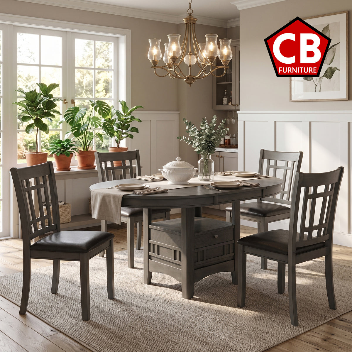 KILEEN Gray 5 Piece Dining Set