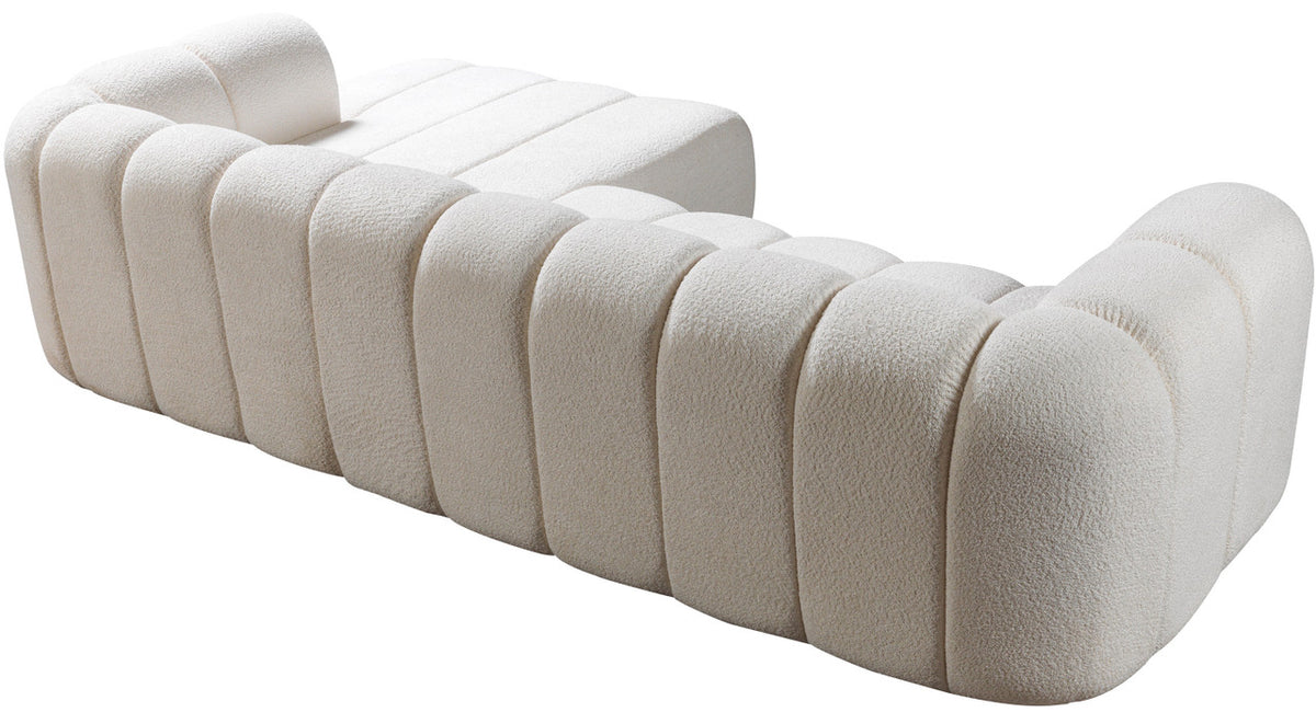 KIMMIE Ivory 135" Wide Boucle/Sherpa Sectional
