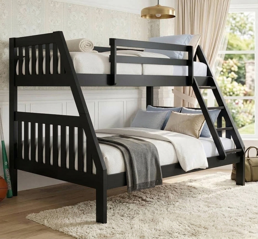 KINKO Black Twin over Full Bunk Bed