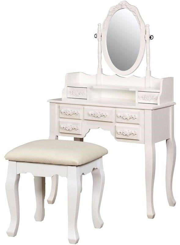 KOLEYNA White 32" Wide Vanity with Stool