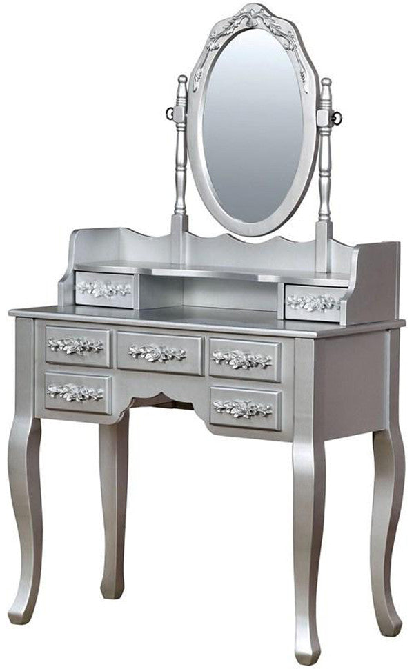 KOLEYNA Silver 32" Wide Vanity with Stool