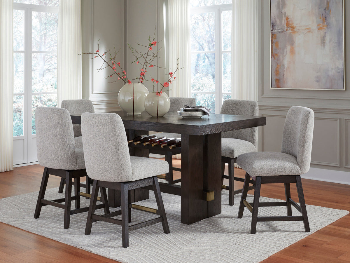 LAGERFELD Dark Brown 7 Piece Counter Height Set