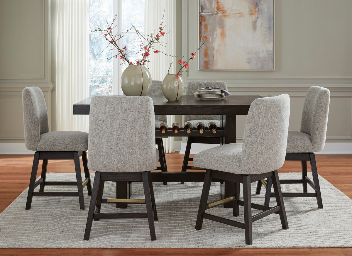 LAGERFELD Dark Brown 7 Piece Counter Height Set