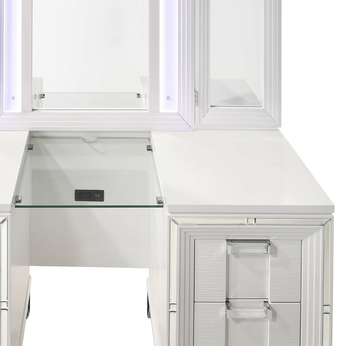 LEACREST White 63" Wide x 84" Height Vanity Set with LED's