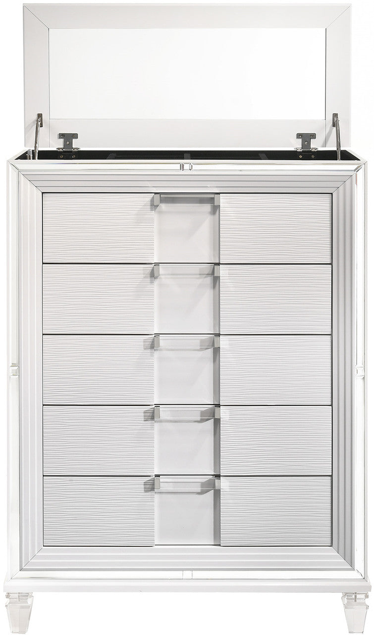 LEACREST White 39" x 54" Chest with Flip-Top Mirror