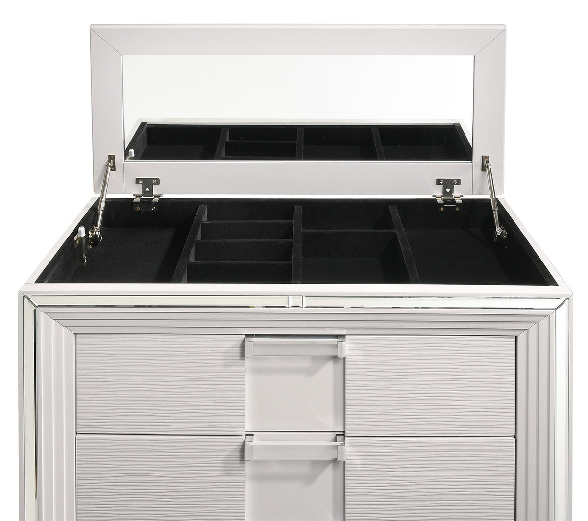 LEACREST White 39" x 54" Chest with Flip-Top Mirror