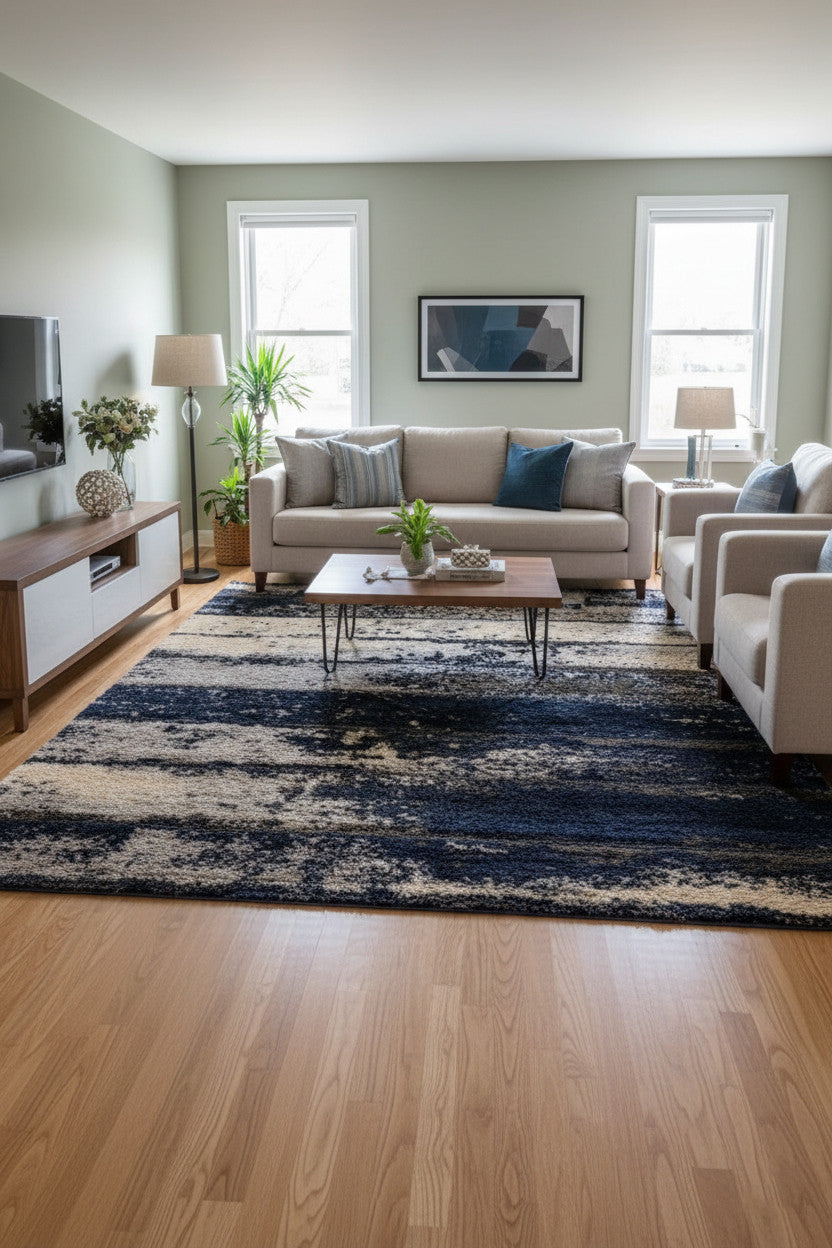 LEGION Dark Blue 5' x 8' Luxury Area Rug