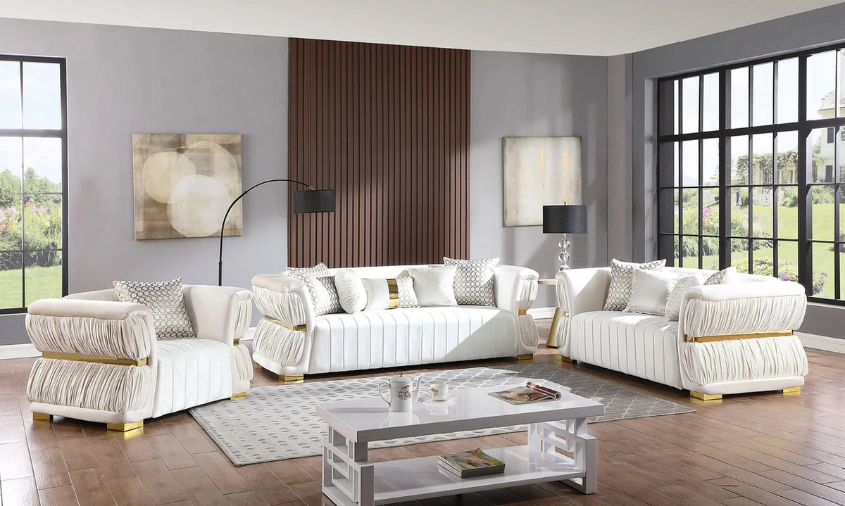 LEIKA Off-White Sofa & Loveseat