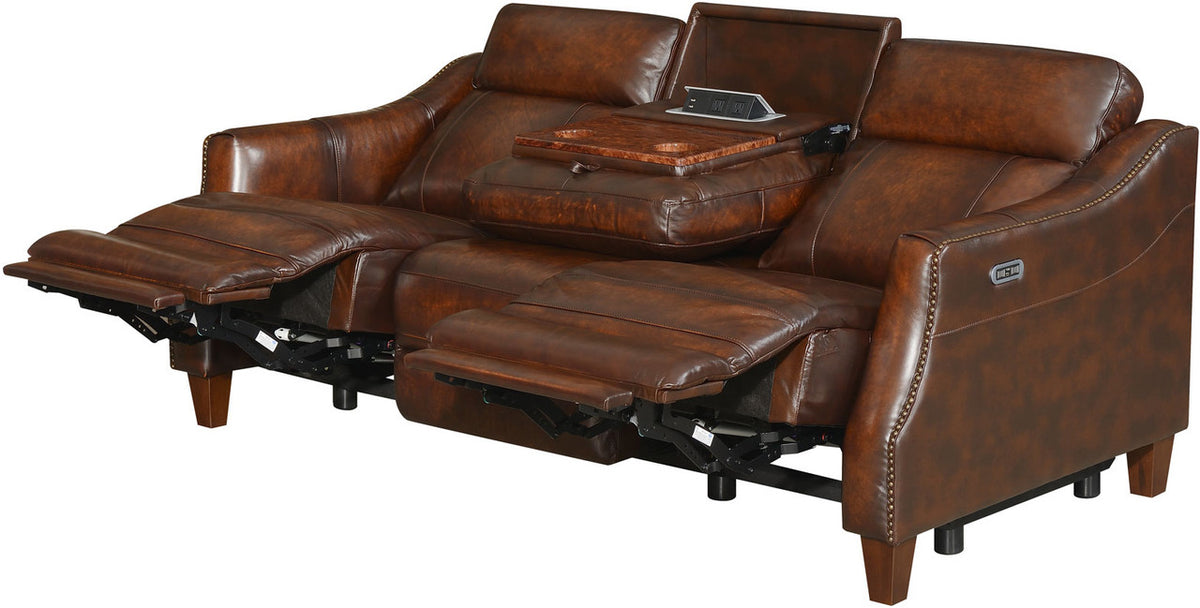 LESTER Top-Grain Leather Power Sofa & Loveseat with USB