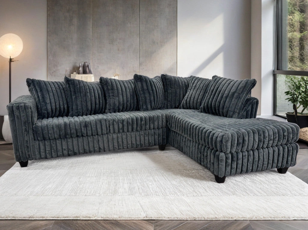 LEVITA Charcoal Corduroy 107" x 80" Sectional