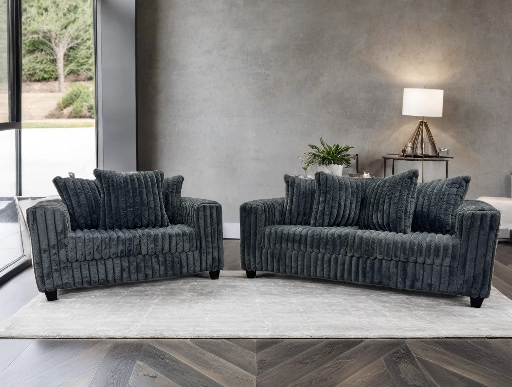 LEVITA Charcoal Corduroy Sofa & Loveseat