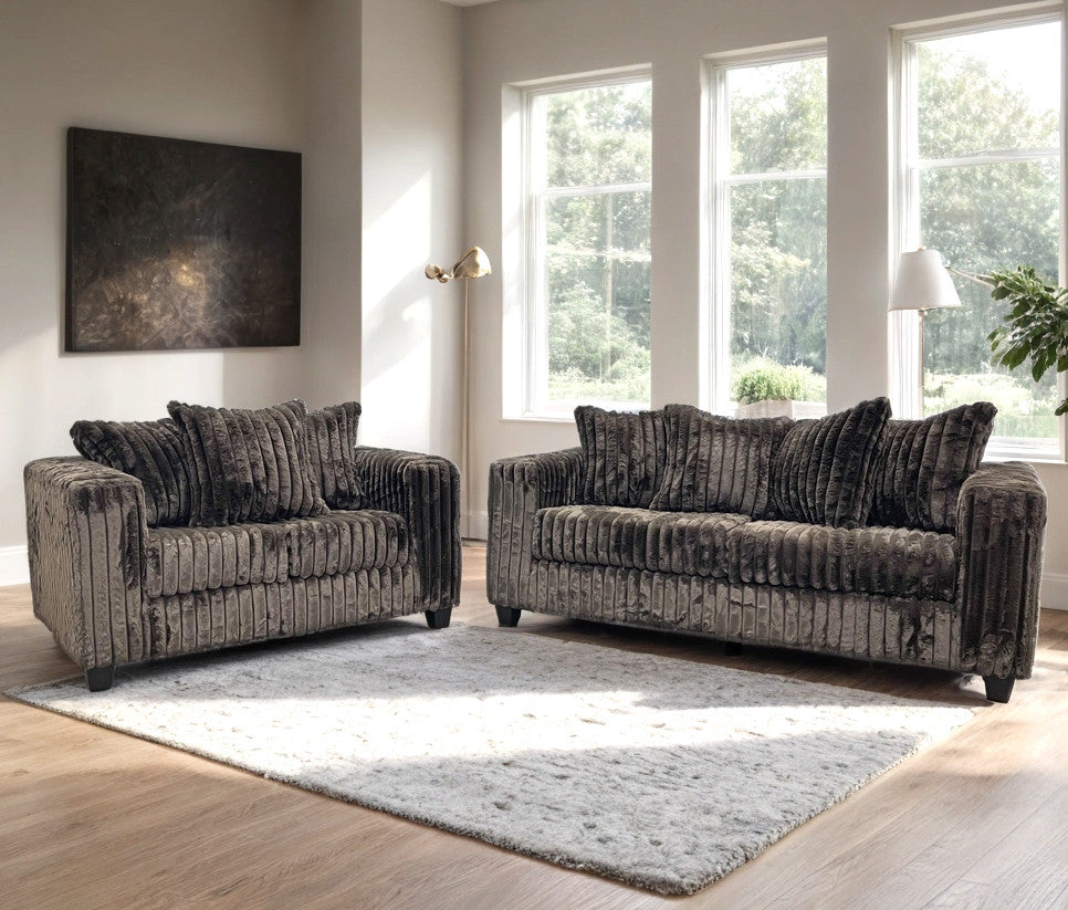 LEVITA Chocolate Corduroy Sofa & Loveseat