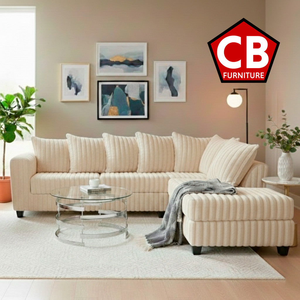LEVITA Cream Corduroy 107" x 80" Sectional