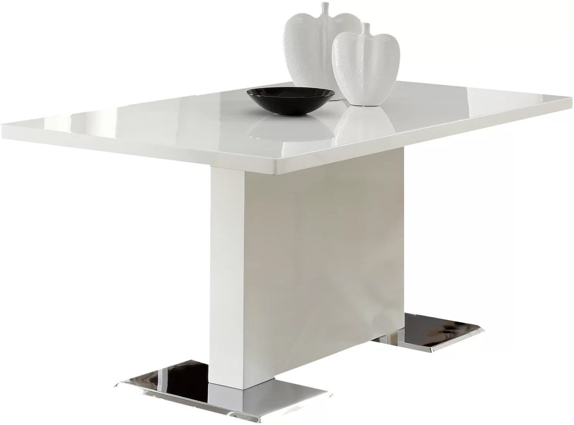 LEXANI Glossy White 5 Piece Dining Set