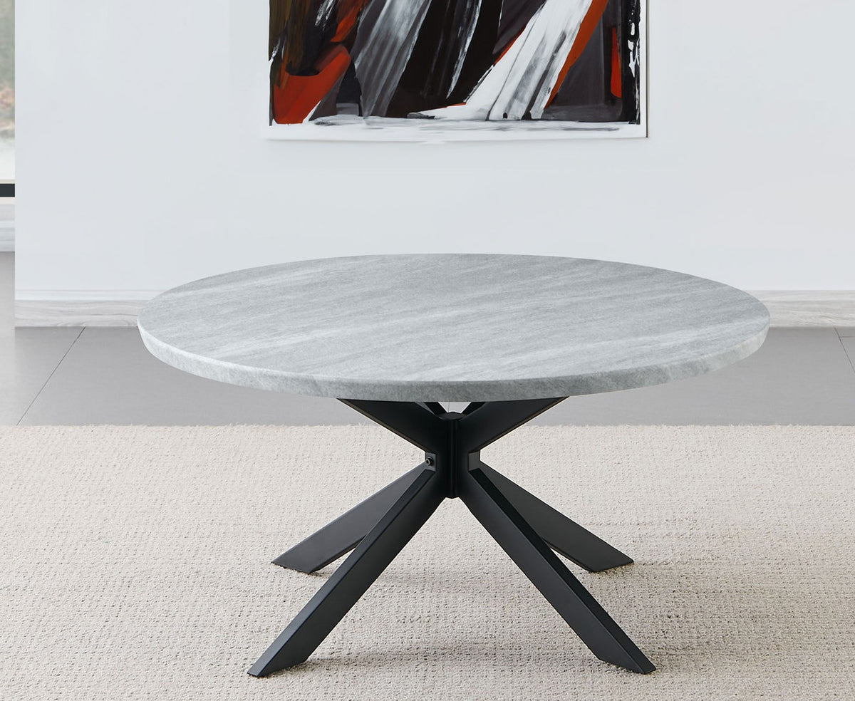 LILA Gray Faux Marble 36" Wide Round Coffee Table