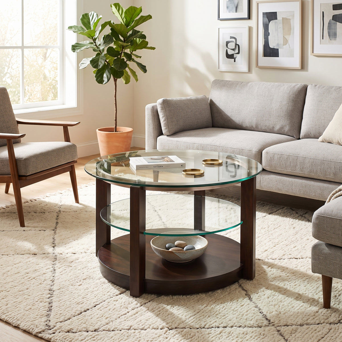 LOLOI Dark Brown 35" x 35" Coffee Table