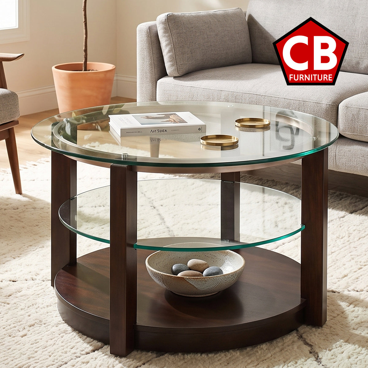 LOLOI Dark Brown 35" x 35" Coffee Table