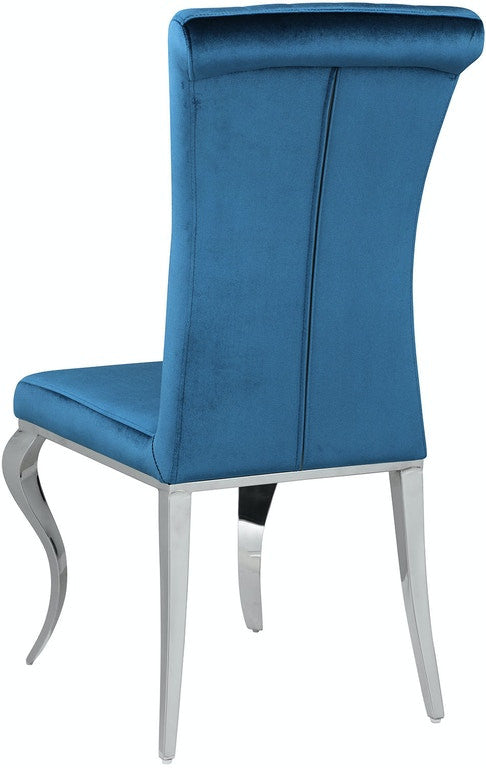 LONDON Blue 61" Wide 7 Piece Dining Set with White Table