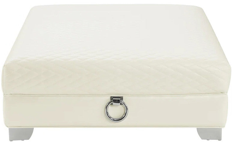 LUCIANA Pearl White 40" Wide Tufted Ottoman