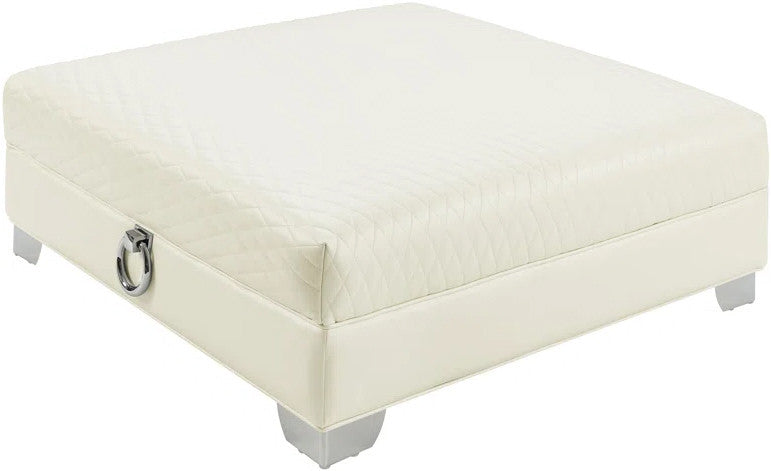 LUCIANA Pearl White 40" Wide Tufted Ottoman