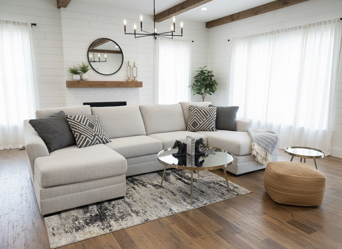 LUFKIN Taupe 141" x 61" Oversized Double-Chaise Sectional