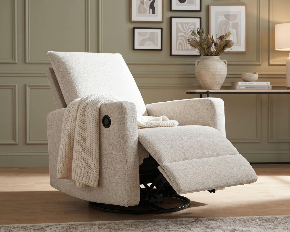 LUMINOSE Off-White Performance Fabric 31" Wide x 41" Swivel Recliner