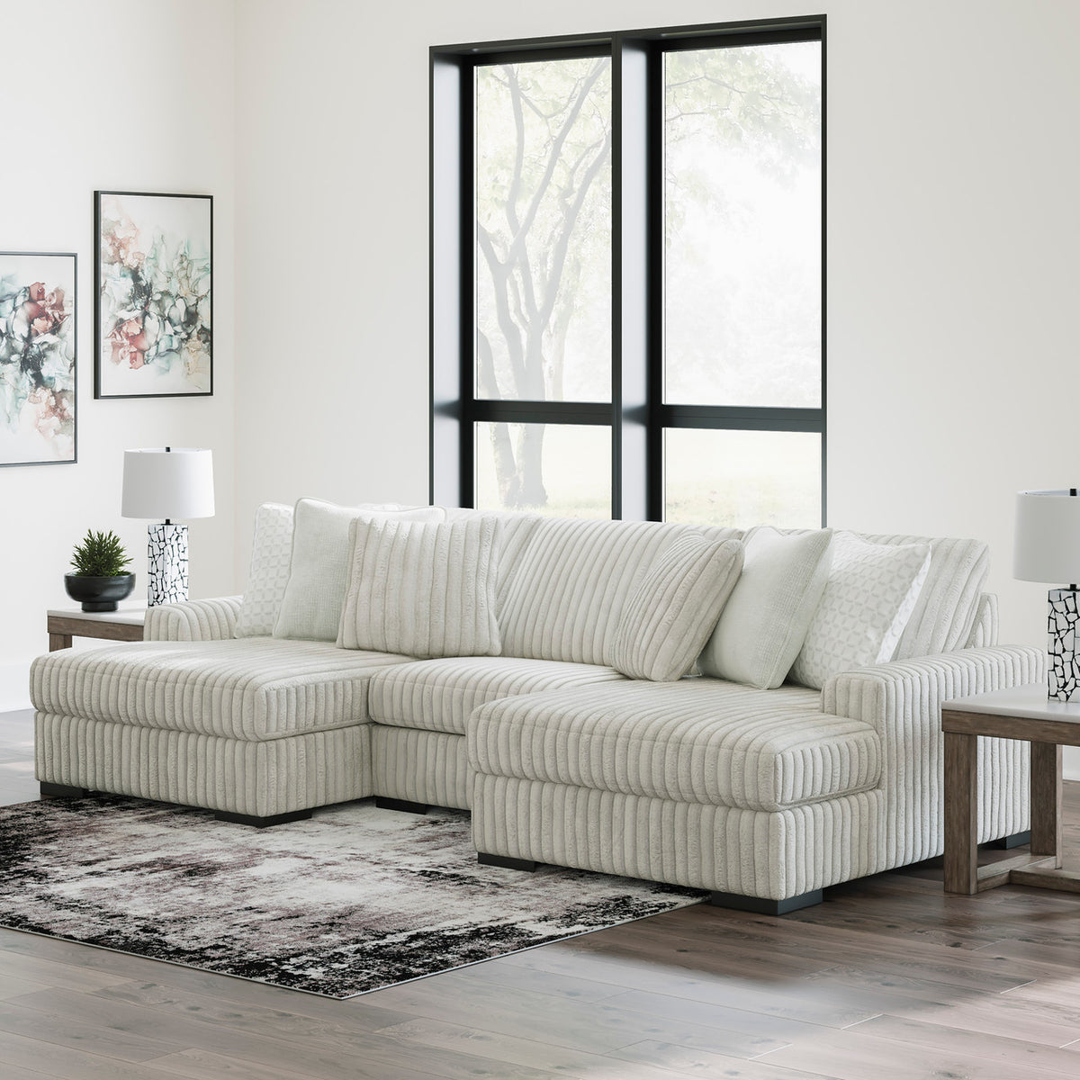 LUXEMBURG Alloy 143" x 67" Modular Double Chaise Sectional