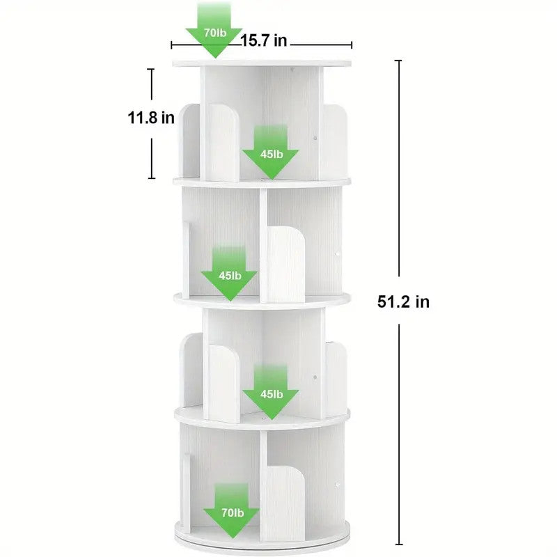 Leander White Rotating Bookcase