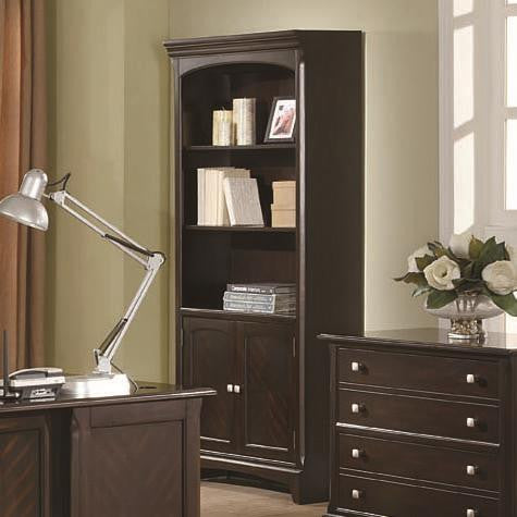 LENNON Cappuccino 33" Wide Bookcase with Cabinet