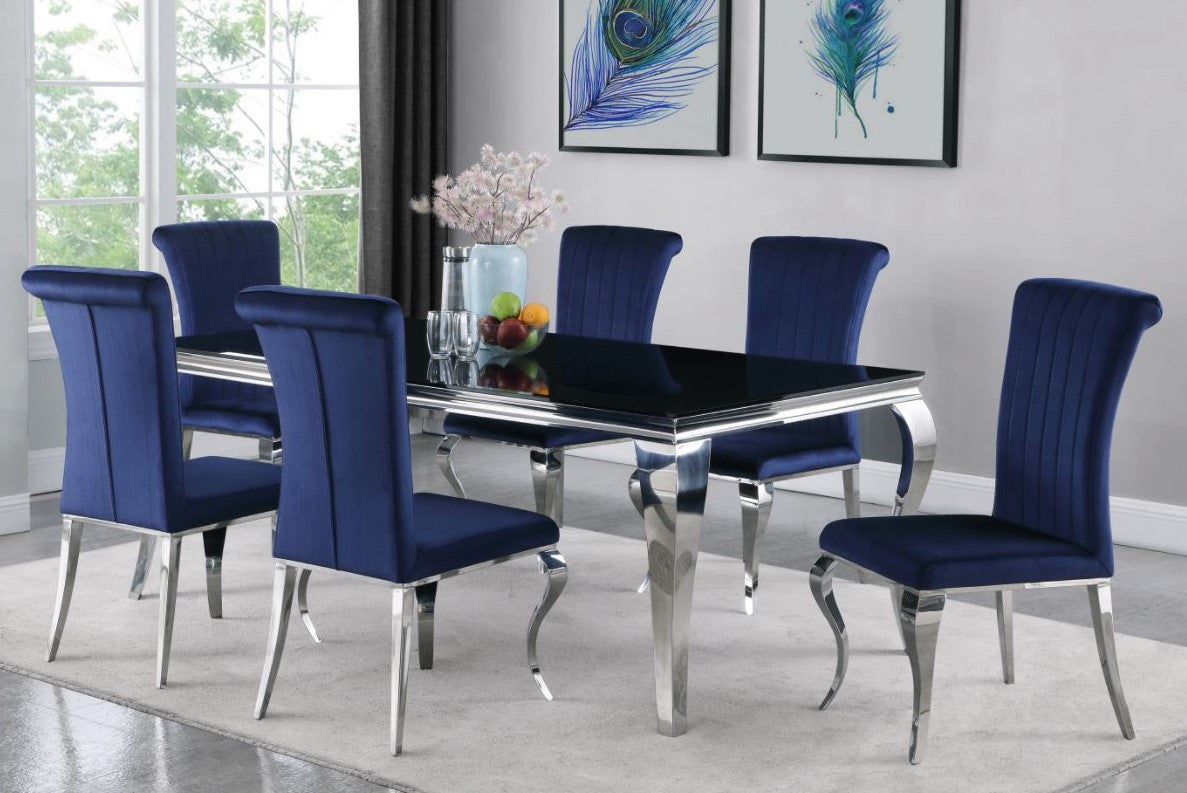 LONDON 61" Dk Blue 7 Piece Dining Set