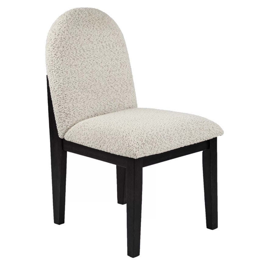 LYDIA Black Rectangle and Boucle 7 Piece Dining Set