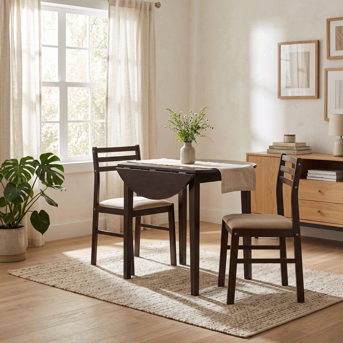 MARCO Dark Brown 3 Piece Dining Set with Drop-Leafs