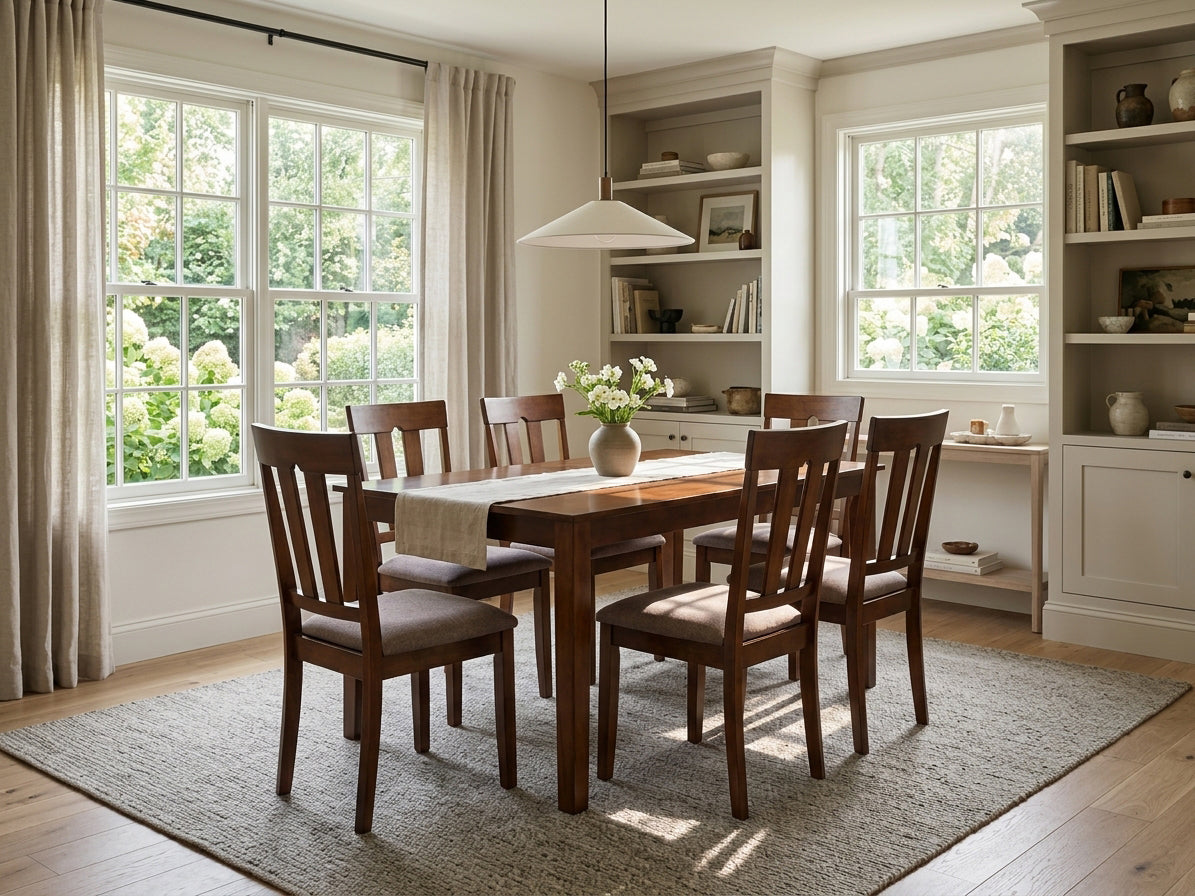 MARYLAND Brown Cherry 7 Piece Dining Set