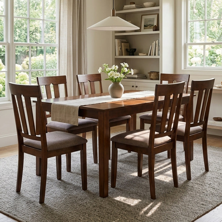 MARYLAND Brown Cherry 7 Piece Dining Set