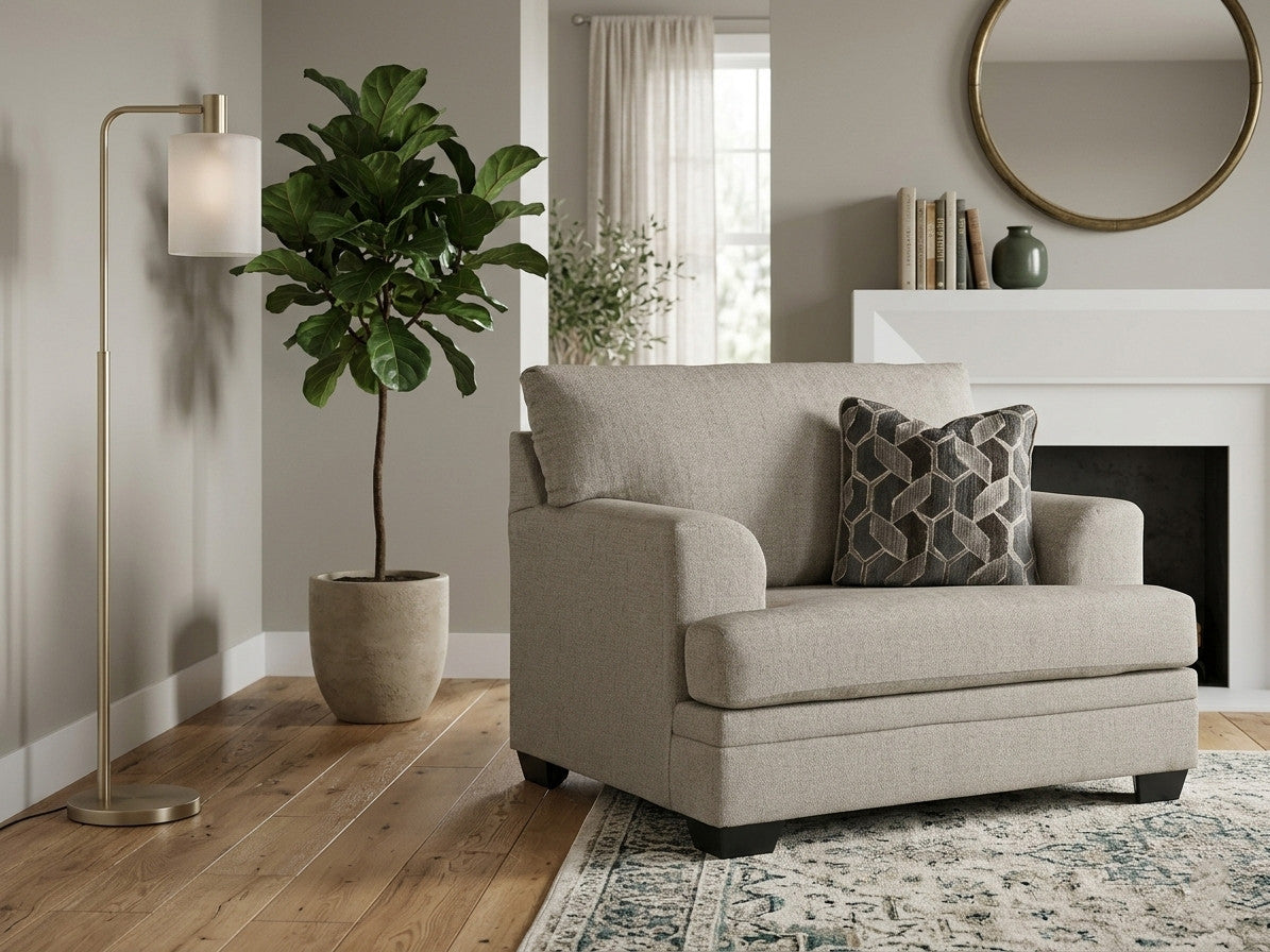 MATHEW Taupe 50" Wide Chair with Ottoman