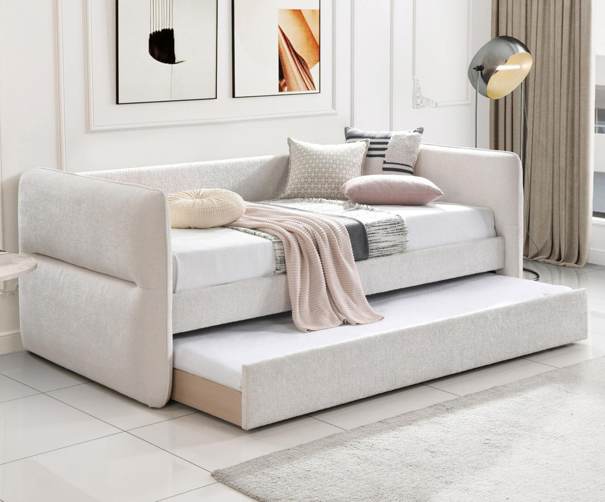 MAURA Oatmeal Tweed Daybed with Trundle