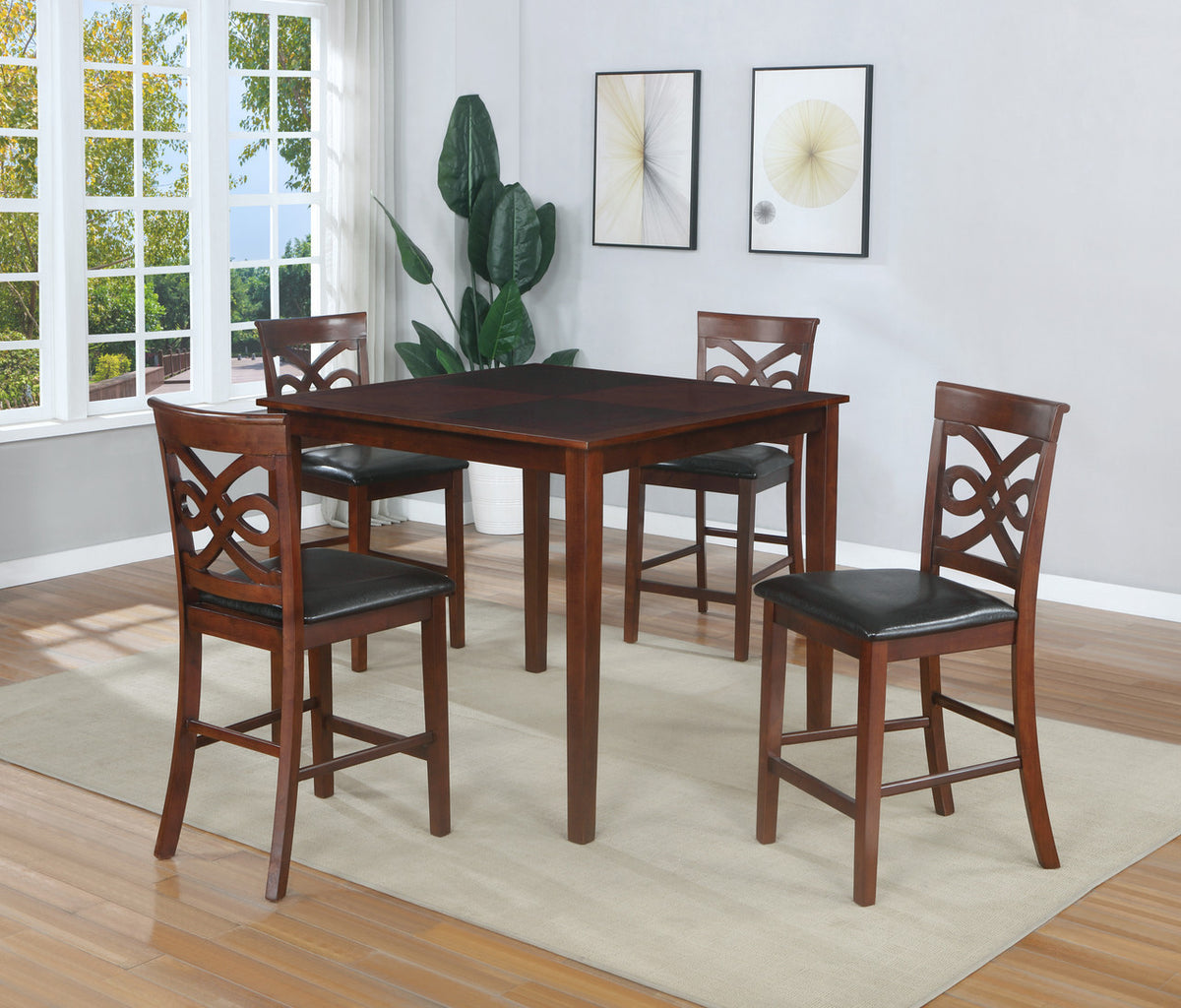 MCKAY Brown 5 Piece Counter Height Set
