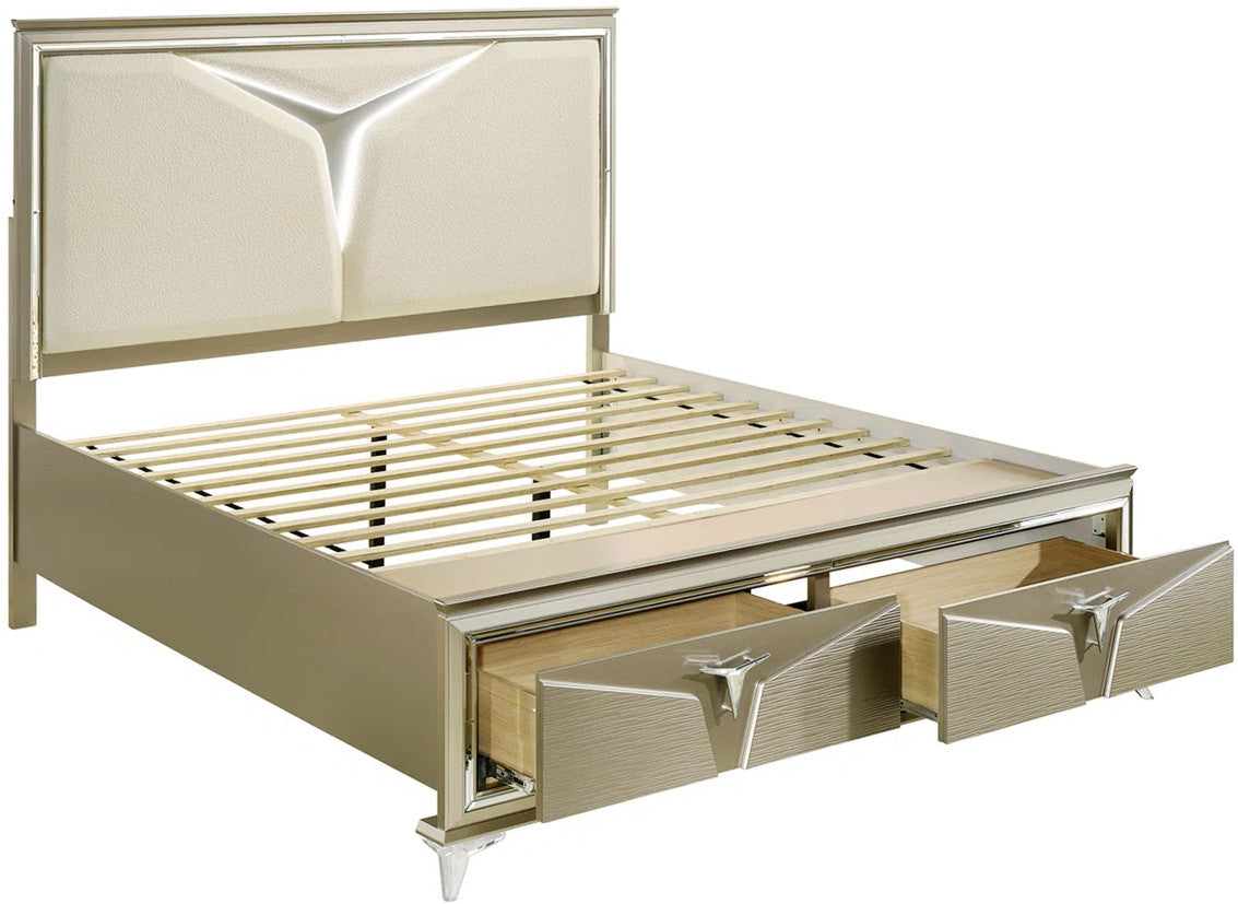 MCQUEEN Champagen Storage Bedroom Set