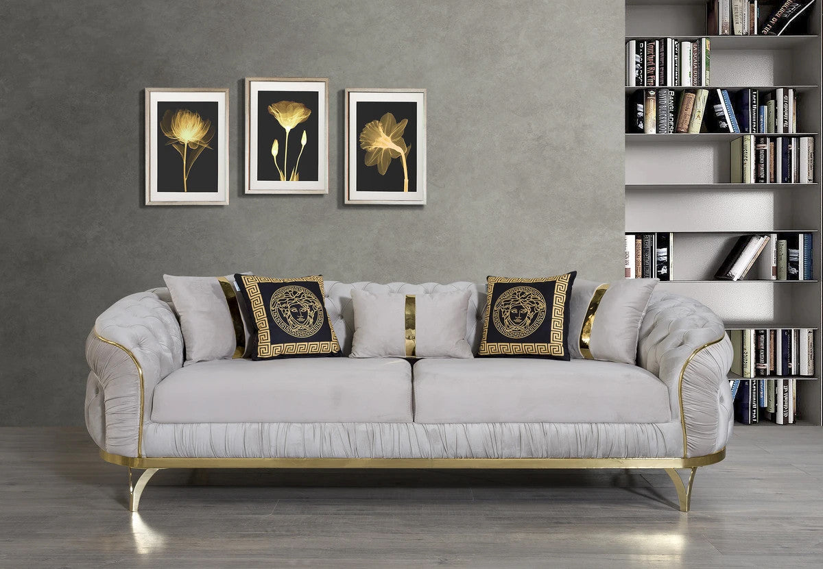 MEDUSA TWO Cream Velvet Sofa & Loveseat