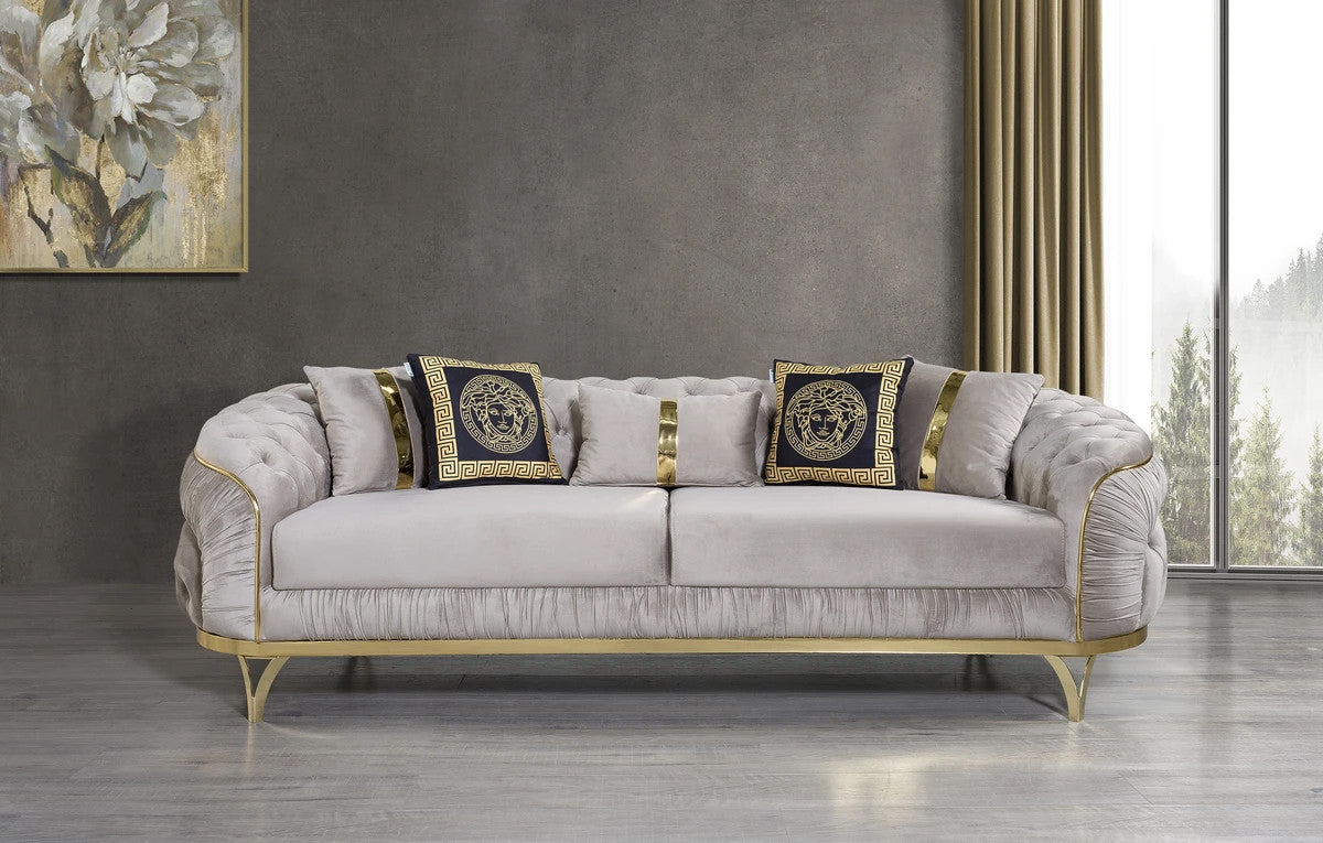 MEDUSA TWO Mocha Velvet Sofa & Loveseat