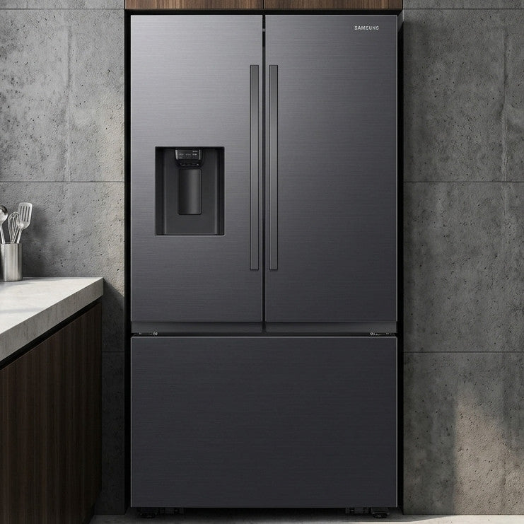 MEIZA S26 Matte Black Steel 31 cu. ft. Large Capacity French Door Refrigerator