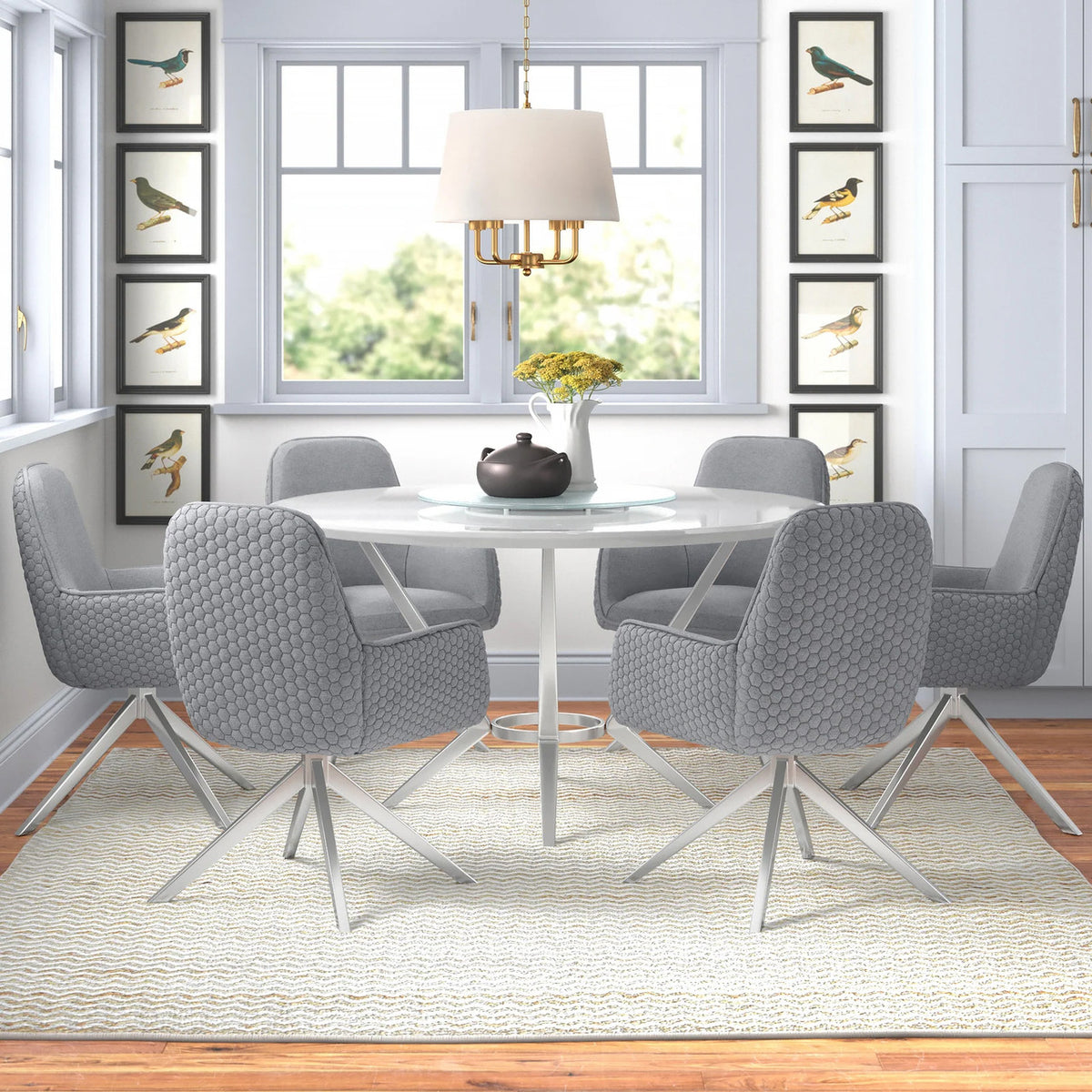 MELENA 7 Piece Dining Set with Lazy Susan