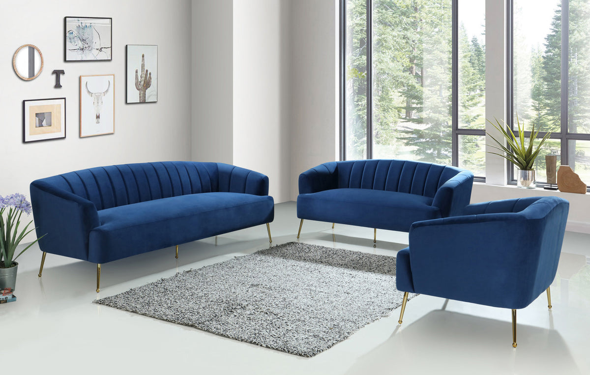 TULUM Blue Velvet 62" Wide Loveseat