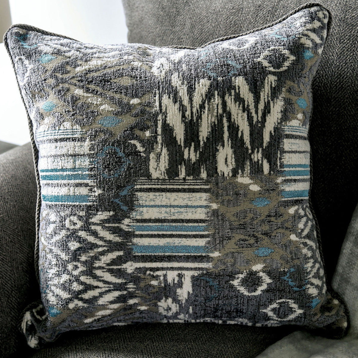 MIRAY Gray & Turquoise Sofa & Loveseat
