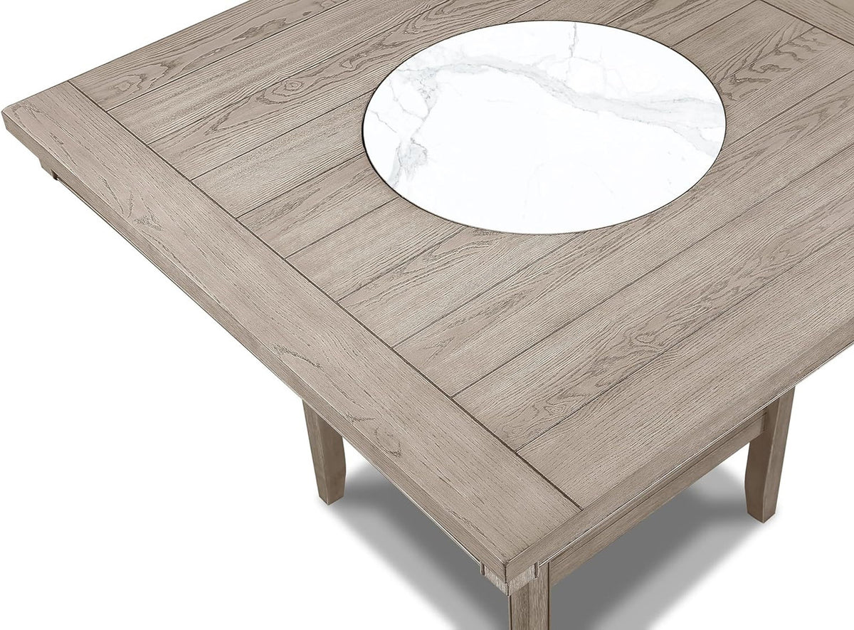 MITCHELL Greige 6 Piece Counter Height Set with Lazy-Susan