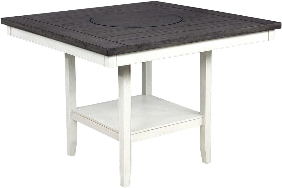 MITCHELL White & Gray 6 Piece Counter Height Set with Lazy-Susan