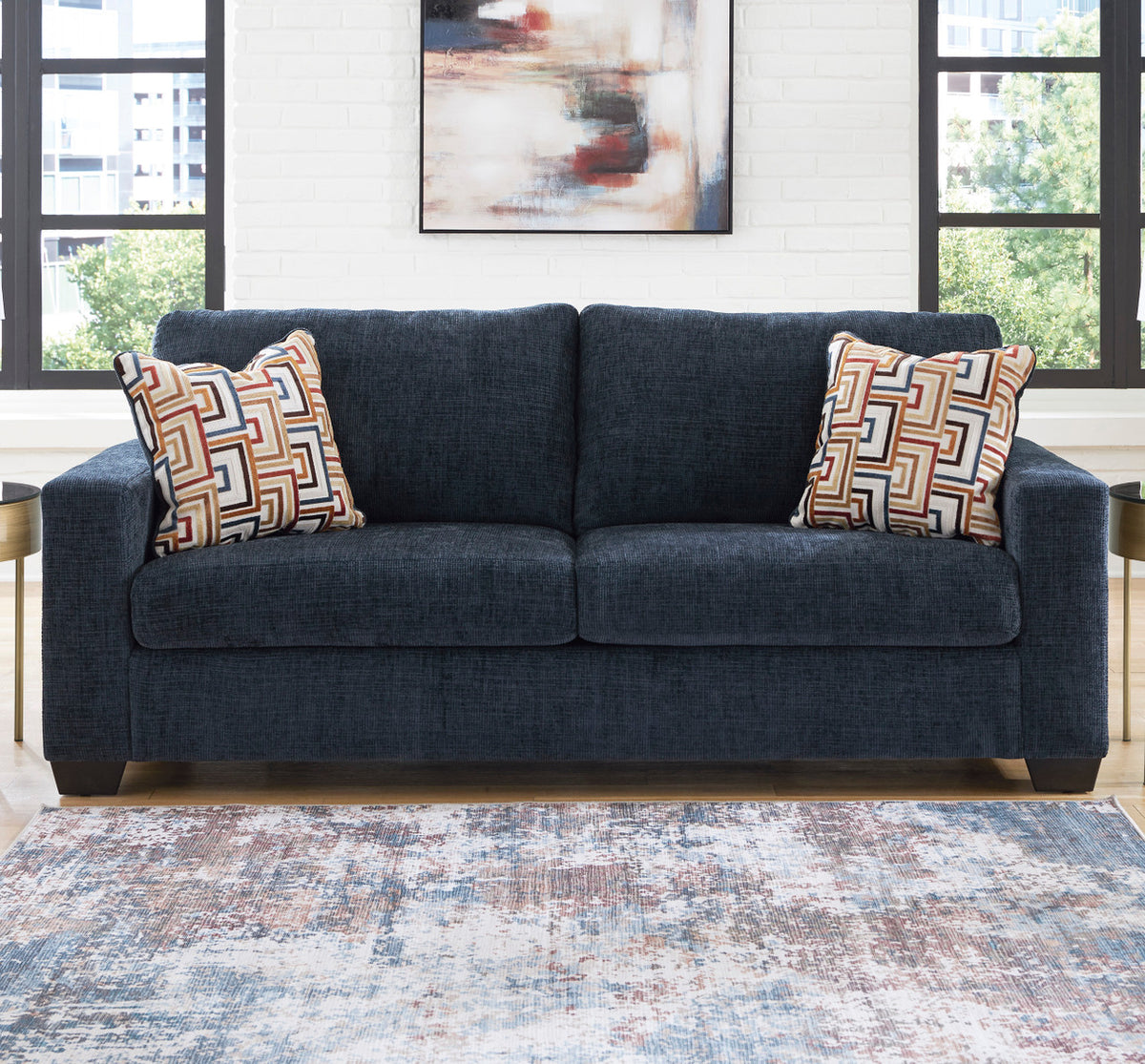 MORIZA Ink Blue 85" Wide Sofa