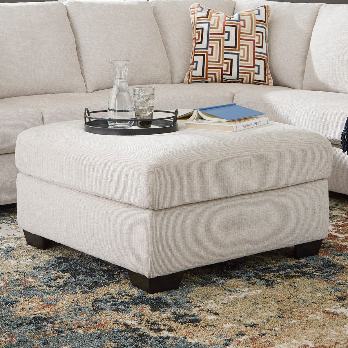 MORIZA Beige 38" x 38" Oversized Ottoman
