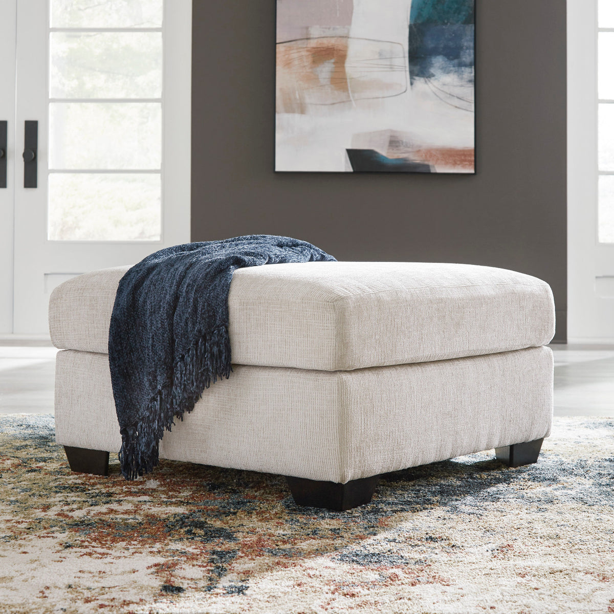 MORIZA Beige 38" x 38" Oversized Ottoman