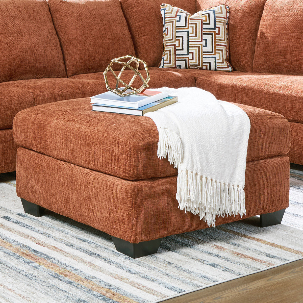 MORIZA Spice Orange 38" x 38" Oversized Ottoman